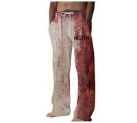 Problem Gelöst Halloween Jogginghose Herren Leicht Sweatpants Hose Blutig Gothic Sporthose Trainingshose EntetzstBlutspritzerLeinenhose Weiss Lang Sporthose leichte Stoffhose für Halloween Kostüm