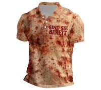 Problem Gelöst Halloween T Shirt Herren V Ausschnitt Henley Shirt Kurzarm Tshirt mit Knopfleiste Kurzarm T-Shirt Sportshirt atmungsaktiv Hemden Horror Kostüm Baumwolle T-Shirt Tee Streetwear, Nº 20