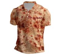 Problem Gelöst Halloween T Shirt Herren V Ausschnitt Henley Shirt Kurzarm Tshirt mit Knopfleiste Kurzarm T-Shirt Sportshirt atmungsaktiv Hemden Horror Kostüm Baumwolle T-Shirt Tee Streetwear, Nº 15, L