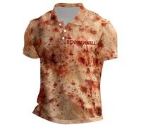 Problem Gelöst Halloween T Shirt Herren V Ausschnitt Henley Shirt Kurzarm Tshirt mit Knopfleiste Kurzarm T-Shirt Sportshirt atmungsaktiv Hemden Horror Kostüm Baumwolle T-Shirt Tee Streetwear, Nº 14, S