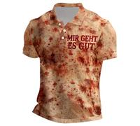 Problem Gelöst Halloween T Shirt Herren V Ausschnitt Henley Shirt Kurzarm Tshirt mit Knopfleiste Kurzarm T-Shirt Sportshirt atmungsaktiv Hemden Horror Kostüm Baumwolle T-Shirt Tee Streetwear, Nº 12, L