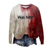 Problem Gelöst Sweatshirt Damen Halloween Kostüme Rundhals Langarmshirt Pullover mit Blutigem Muster Blutige Herida Hoodie Tops Herbst Hemd ohne Kapuze Party Festlich Kleidung Sportshirt, A01 Sandía