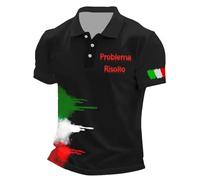 Problem Gelöst Tshirts Herren Halloween T-Shirt Italian Flag Print Poloshirt atmungsaktiv Golf Tennis Sportshirts Bodyshape Muskelshirts bequeme Freizeit Oberteil Locker Streetwear, O rojo2, XXXXXL