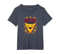 Problema de Nachos: Lindo gráfico de Juego de Palabras de Comida Mexicana Camiseta, Mujer Tallas Grandes, Azul Jaspeado, 2XL Grande