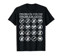 Problema Encontrado Problema desaparecido Control de plagas Prohibición Conjunto de Iconos Camiseta gráfica económica, Hombre, Negro, S