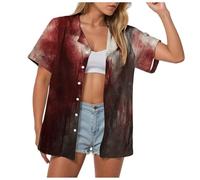 Problema Resuelto Camisa Mujer Camiseta Mujer Bloody Traje de Halloween Tee Problema Resuelto Camisa Halloween DeDisfraz Bloody Horror Tops de manga corta, A-vino, XXL