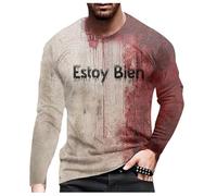 Problema Resuelto Hombre Estampado De Halloween Cuello Redondo Casual Gráfico Sangre Talla Grande Impreso Liso Manga Corta, Oro Rosa, L