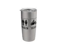 PROBLEMA SOLVED Motocicleta Divertida Esposa Molesta Figura Meme Vaso térmico de acero inoxidable de doble pared