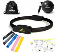 ProBody Pilates Juego de equipo - Anillo de pilates de 14 pulgadas, pelota de ejercicio de 9 pulgadas, 5 bandas de resistencia, bomba, guías de entrenamiento y bolsa de almacenamiento para fuerza