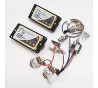 ProBucker Alnico - 2 pastillas Humbucker para pastillas Gibson Les Paul, cuello y puente con 4 terminales de conexión rápida 2V2T, arnés de cableado Push Pull Upgrade (oro negro)