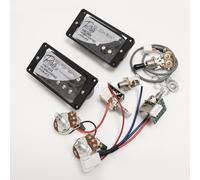 ProBucker Alnico 2 pastillas Humbucker para pastillas Gibson Les Paul Pastillas de cuello y puente con 4 terminales de conexión rápida 2V2T arnés de cableado Push Pull Upgrade (negro)