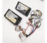 ProBucker Alnico 2 pastillas Humbucker para pastillas Gibson Les Paul Pastillas de cuello y puente con 4 terminales de conexión rápida 2V2T arnés de cableado Push Pull Upgrade (cebra)