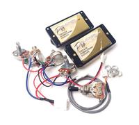 ProBucker Alnico - Juego de 2 pastillas Humbucker doradas para pastillas Gibson Les Paul, cuello y puente con terminales de conexión rápida de 2 conductores, arnés de cableado 2V2T, actualización de