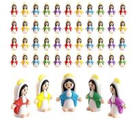 Probuk 50 PCS Mini figuritas de la Virgen María, Coloridas Muñeca de la Virgen María en Miniatura, Decoración de Cristo Salvador Católico para Mesa de Pascua, Escritorio de Oficina, Bautismo, Iglesia
