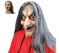 Probuk Máscara de Bruja Halloween de Látex con Pelo Largo - Máscara de Terror para Cara Completa, Cosplay & Fiestas de Miedo - Disfraz de Bruja Vieja para Adultos - Mask Realista de Horror
