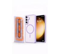 ProBytes Funda magnética mate + kit de aplicador deslizante inteligente | Samsung S26 Plus | Parachoques de TPU + parte trasera de policarbonato mate | Compatible con Qi y MagSafe | Protección a