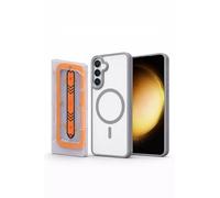 ProBytes Funda magnética mate + kit de aplicador deslizante inteligente | Samsung S26 Plus | Parachoques de TPU + parte trasera de policarbonato mate | Compatible con Qi y MagSafe | Protección a