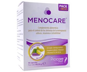 ProCare Health Menocare 90 Cápsulas - Suplemento Menopausia 3 Meses - Isoflavonas de Soja, Salvia y Cimicifuga - Alivio de Sofocos, Sudoración y Equilibrio Hormonal Femenino - Vitaminas B6, D3 y K2