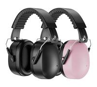 ProCase 2 Orejeras Protección Auditiva NRR 26dB, Reducción de Ruido Auriculares Protector de Sonido para Disparo Pistola Siega Carpintería -Negro/Rosa