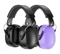 ProCase 2 Orejeras Protección Auditiva NRR 26dB, Reducción de Ruido Auriculares Protector de Sonido para Disparo Pistola Siega Carpintería -Negro/Morado