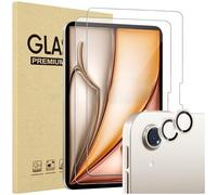 ProCase 2 Piezas Protector de Pantalla y Lente Cámara para iPad Air 11" 2024 (M2), Screen Protector Vidrio Templado para iPad Air 11 Pulgadas 2024 -Blanco Estrella