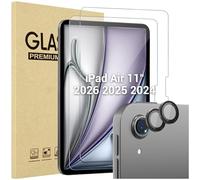 ProCase 2 Piezas Protector de Pantalla y Lente Cámara para iPad Air 11" 2025 (M3)/2024 (M2), Screen Protector Vidrio Templado para iPad Air 11 Pulgadas 2024 -Gris