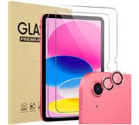 ProCase 2 Piezas y 2 Delineador de Lente, Protectores de Pantalla para iPad 11" (A16, 2025) / iPad 10.ª Generación 10,9" (2022),Vidrio Templado 9H Anti-Arañazos, Ultra Transparente - Rosa Brillante
