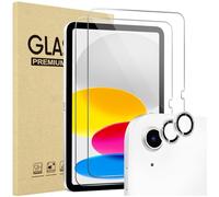 ProCase 2 Piezas y 2 Delineador de Lente, Protectores de Pantalla para iPad 11" (A16, 2025) / iPad 10.ª Generación 10,9" (2022),Vidrio Templado 9H Anti-Arañazos, Ultra Transparente - Plata Brillante