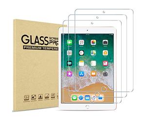ProCase 3 Piezas Protector para iPad 6.ª 5.ª Gen 2018 2017/ iPad Pro 9.7" 2016/ iPad Air 2/ iPad Air, Vidrio Cristal Templado Screen Protector para iPad 9.7 Pulgadas