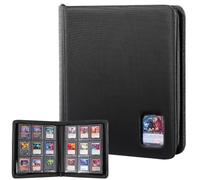 ProCase Álbum para Tarjetas Toploader 3”x4”, 324 Capacidad, 9 Bolsillos de Carga Lateral, Archivador con Cremallera y Ventana, Sin PVC, para TCG, Magic/MTG, Yu-Gi-Oh! y Cartas Deportivas-Negro