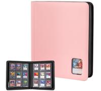 ProCase Álbum para Tarjetas Toploader, 324 Capacidad, 36 Páginas de 9 Bolsillos, Carpeta con Cremallera para Tarjetas Coleccionables y Deportivas en Toploaders de 3'' x 4'' - Rosa