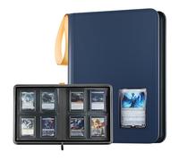 ProCase Álbum Toploader con Ventana para 144 Tarjetas, Carpeta de 4 Bolsillos de PU Resistente con Correa - Ideal para Coleccionistas, para Almacenar y Regalar - Marino