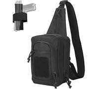 ProCase Bolsa táctica bandolera para pistola, mochila compacta de pecho y hombro para porte oculto, uso diario EDC, compatible con armas de mano, para exteriores y campo de tiro - Negro
