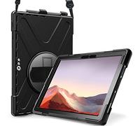ProCase Bumper Antigolpes para Surface Pro 7 Plus/Pro 7/Pro 6/Pro 2017/Pro 4/Pro LTE, Carcasa Rugosa con Soporte Rotativo Asa y Correa, Funda Rugerizada Completa para Surface Pro 7/6/5/4 -Negro