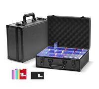 ProCase Caja de almacenamiento para tarjetas coleccionables Toploader resistente a los golpes, con estructura de aluminio con divisor ajustable para 600 + Toploader, soporte para tarjetas magnéticas,