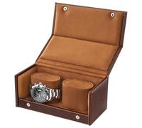 ProCase Caja de Relojes de Viaje, Estuche Portátil para 2 Relojes con Cojines, Organizador de Reloje para Hombre y Mujer, Funda Protectora Compacta - Chocolate