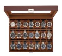 ProCase Caja Organizadora de Relojes 21 Ranuras, Estuche Joyero con Tapa de Cristal, Vitrina de Almacenamiento para Relojes, Pulseras y Joyas, Regalo Elegante para Hombres y Mujeres- Café