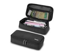 ProCase Estuche Escolar Grande de Gran Capacidad Multiusos, Organizador de Lápices y Papelería con Cremallera Doble, Estuche Portátil para Escuela Oficina Niños Adultos - Negro