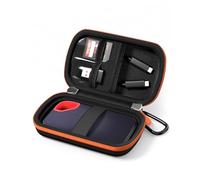 ProCase Estuche para SSD SanDisk Extreme V3, 2 Ranuras SD -Naranja Negro | Funda EVA a prueba de golpes para SSD con 2 ranuras para tarjetas SD y bolsillo de malla, compatible con SDSSDE10 SDSSDE70