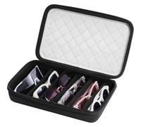 ProCase Estuche Rígido para Gafas de Sol, Organizador Portátil con 7 Compartimentos y 6 Divisores Ajustables, Caja de Almacenamiento para Múltiples Gafas, Ideal para Viajes - Gris