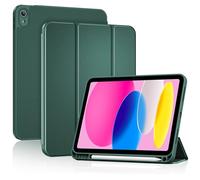 ProCase Funda con Protección Completa de la Cámara para iPad (A16) 11.ª Gen 11" 2025/10.ª Gen 10,9" 2022, Carcasa Delgada Antigolpes con Soporte para Lápiz, Cubierta Suave TPU+PU -Verde Botella