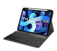Procase Funda con Teclado Alemán para iPad Air 11" (M3) 2025/11" (M2) 2024/10.9" 5.ª 2022/4.ª 2020, Carcasa Protectora con Soporte para Bolígrafo y Teclado Inalámbrico - Negro