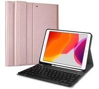 Procase Funda con Teclado Americano para iPad 9 2021 / iPad 8 2020 / iPad 7 2019 10,2", Carcasa Delgada con Teclado Inglés Inalámbrico Desmontable Magnético para iPad 10.2 Pulgadas 9ª 8ª 7ª -Oro Rosa