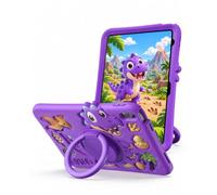 ProCase Funda Infantil para iPad A16 11th 2025/10th 2022 -Morado | Funda Protectora Antigolpes con Asa, Soporte Giratorio 360°, Protección Total y Patrón de Dibujos Animados
