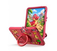 ProCase Funda Infantil para iPad A16 11th 2025/10th 2022 -Rojo | Funda Protectora Antigolpes con Asa, Soporte Giratorio 360°, Protección Total y Patrón de Dibujos Animados