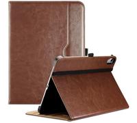 ProCase Funda para iPad A16 11" 2025 / iPad 10ª Gen 10.9" 2022, Funda de Cuero PU, Soporte empresarial, Folio Inteligente con Correa de Mano, Bolsillo Frontal y Soporte para lápiz -Marrón