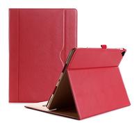 ProCase Funda para iPad Pro 12.9 2017/2015 - Carcasa Folio de Cuero con Soporte Múltiple Ángulo para iPad Pro 12,9” 1.ª 2.ª Generación, Activación/Suspensión Automática, Portalápiz Elástico -Rojo