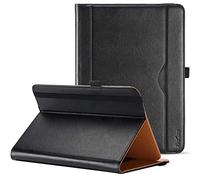ProCase Funda PU Universal para Tableta 9-10 Pulgadas, Carcasa Folio Protector para Tableta 9" 9,7" 10" 10.1", Soporte de Múltiples Ángulos, Bolsillo de Documento y Lápiz Óptico Adicional -Negro