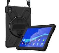 ProCase Funda Rugerizada para Lenovo Tab K10/Tab M10 FHD Plus 10.3" 2020 TB-X606F TB-X606X, Estuche de Armadura Resistente y Antigolpes con Asa de Mano, Soporte Adicional y Correa del Hombro - Negro