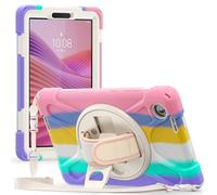 ProCase Funda Rugged para Lenovo Tab One/K9 8.7" 2025, Carcasa Protectora Resistente Antigolpes a Prueba de Caídas con Soporte Giratorio, Asa de Mano y Correa de Hombro- Colorido